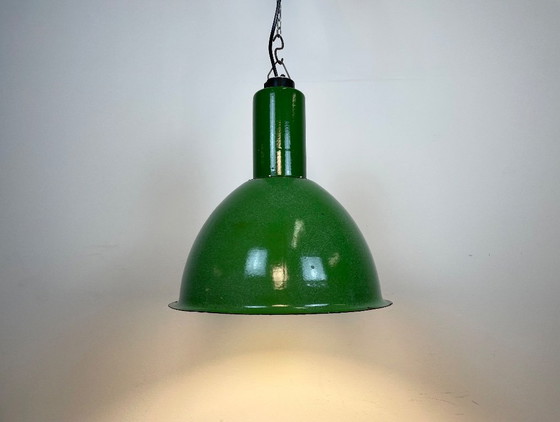 Image 1 of Industrial Soviet Green Enamel Pendant Lamp, 1960s