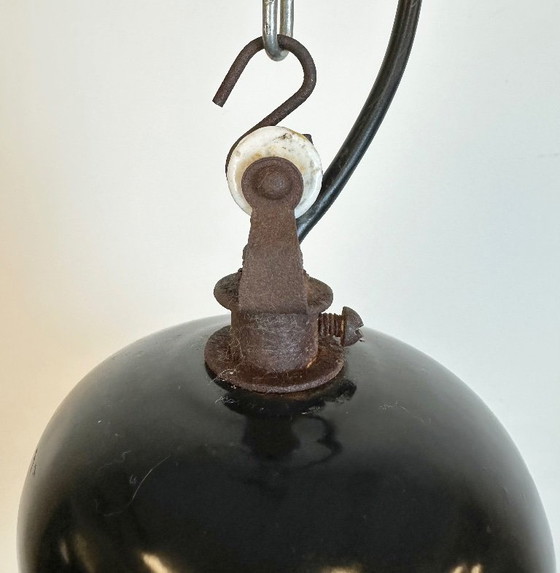 Image 1 of Industrial Black Enamel Factory Pendant Lamp, 1950s