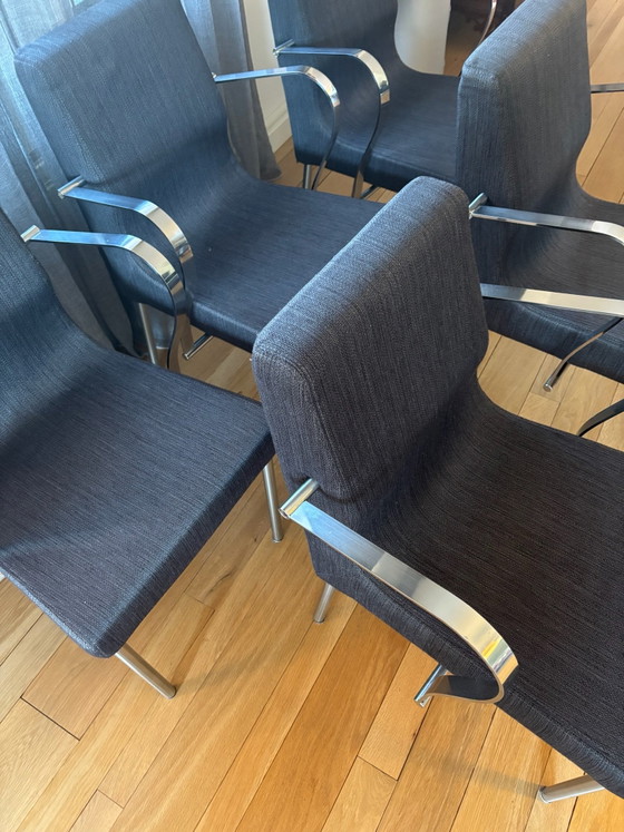 5 arX eetkamerstoelen type “Wave” – Roestvrij staal, Wol (photo 4 of 6)