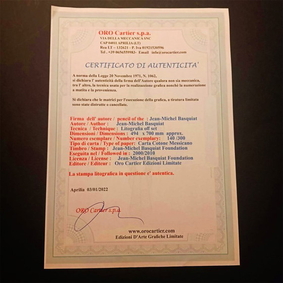 Image 1 of Lithographie en édition limitée de Jean-Michel Basquiat, numérotée au crayon.