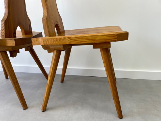 Vintage Brutalistische Eethoek – Tiroler Stijl (6 stoelen) – Eetkamerset, Wood (photo 12 of 18)