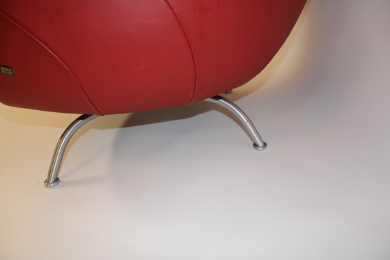 Image 1 of Rolf Benz Drehsessel aus rotem Leder