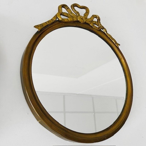 Image 1 of Vintage barok ronde messing strikspiegel hollywood regency 1960's