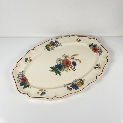 Large "Agreste" platter from Sarreguemines, early 20th century.
