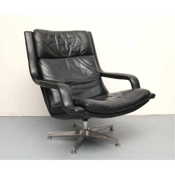 Image 1 of Vintage swivel armchair in leather by Geoffrey Hartcourt for Artifort, Netherlands 1970s