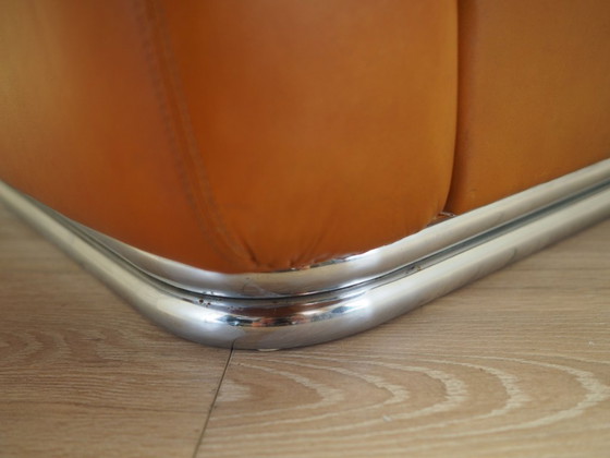 Image 1 of Oranje leren bank, Space Age ontwerp, jaren 1960, productie: Italië