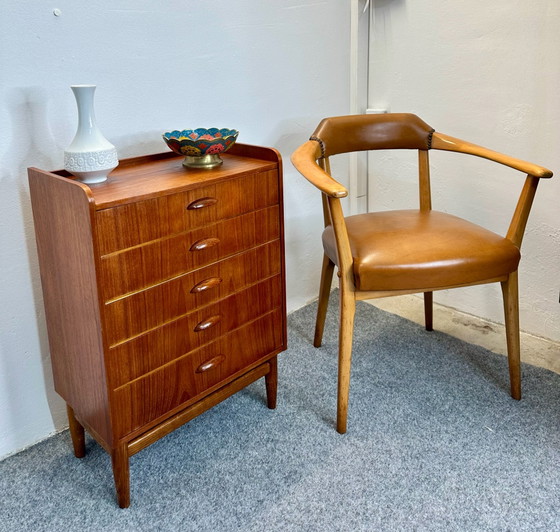 Cassettiera in teak Mid Century anni '50 '60 Design danese, Cassettiere, Legno, Marrone (foto 6 di 11)