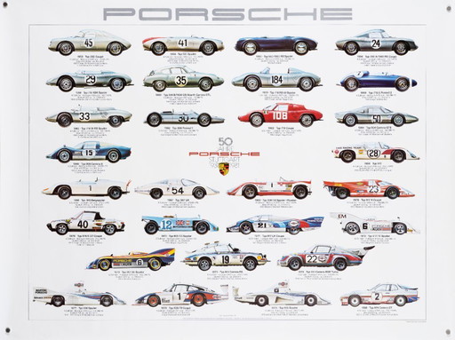 Porsche de los 50 años – 1981 – Póster original vintage de Porsche de Ken Rush – Vintage Motorsport – 76x102 cm