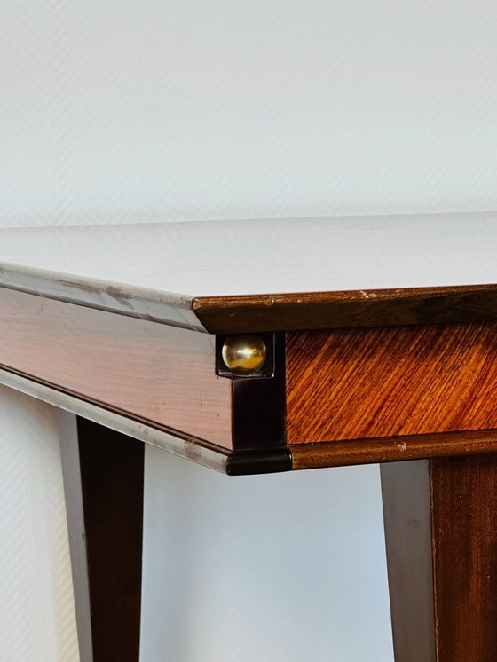 Image 1 of Modernist rosewood dining table with chevron marquetry, 1950