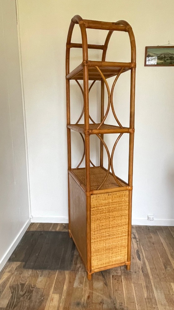 Image 1 of Etagere Osier Bambou Vintage