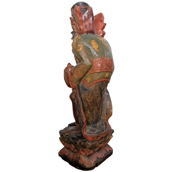 Vintage Balinese Houtsnijwerk – Rishi met Kamandalu – Polychroom – 52 cm – Beeldhouwkunst (photo 6 of 10)