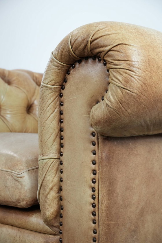 Image 1 of Unique Chesterfield armchair made of cowhide leather