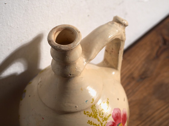 Cruche en céramique émaillée antique, Europe Centrale, circa 1920, Vaisselle, Jaune (photo 2 sur 9)