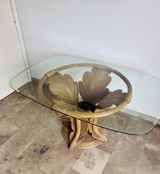 ITALIAN PENCIL REED BELLFLOWER DINING TABLE, 1970s