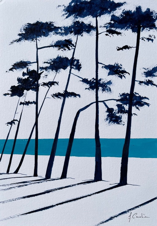 Ink and acrylic on framed A4 paper. – schilderijen tekeningen (photo 2 of 7)