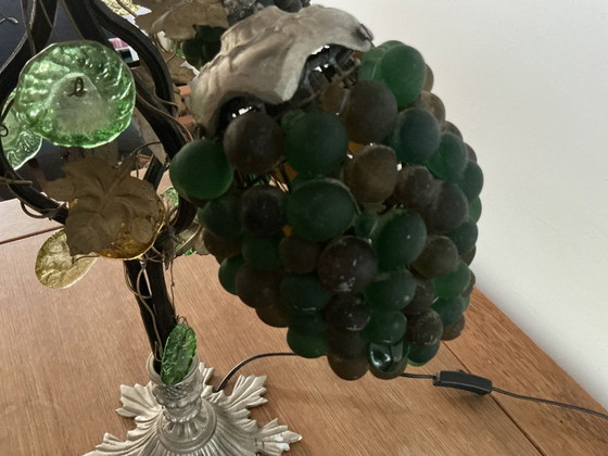 Vintage Italian Grape Lamp - Hollywood Regency - 3-Arm Murano Glass – Table lamps, Metal (photo 5 of 6)