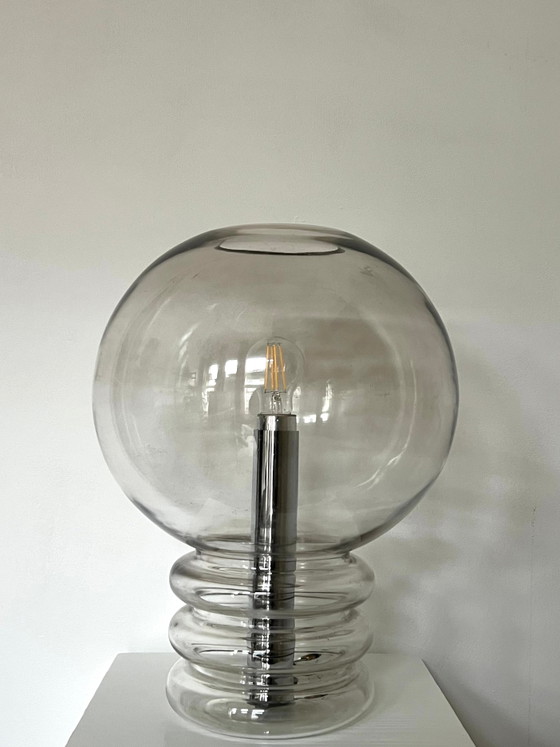 Vintage bulb table lamp – Herbert Proft for Glashütte Limburg – Chrome, Mid Century Modern (photo 8 of 9)