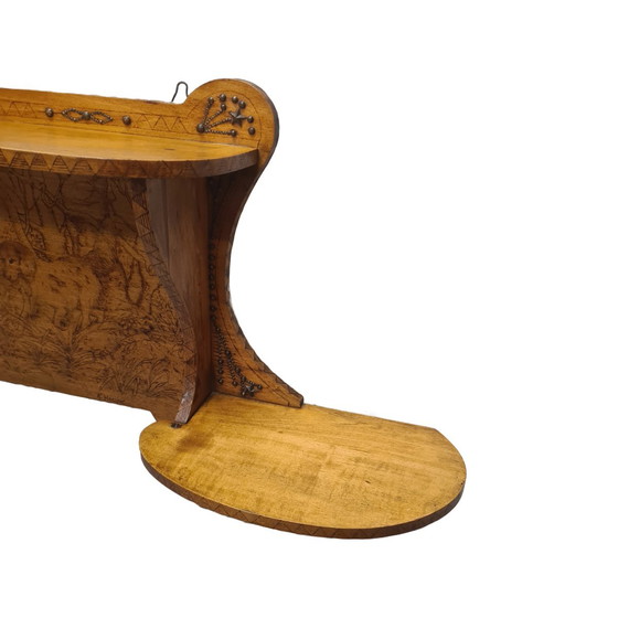 Image 1 of Antica mensola da parete fiamminga con scena di caccia, inizio XX secolo