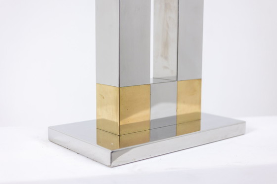Image 1 of Geometrische lamp van zilver en goud metaal, 1970