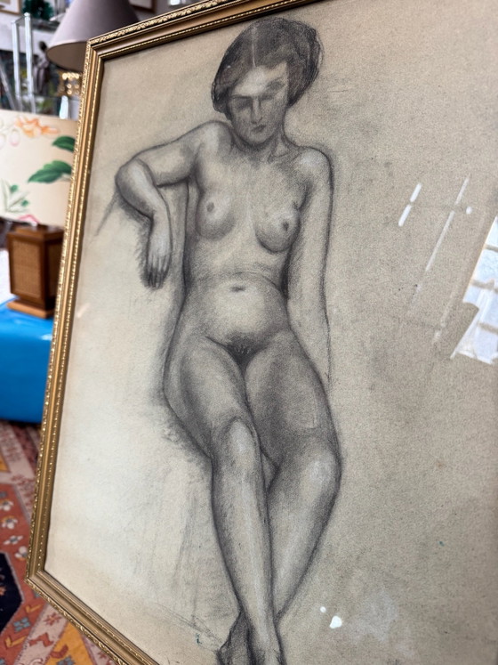 Studio di nudo femminile a carboncino Art Déco (1937) – Dipinti e disegni, Carta (photo 2 of 13)