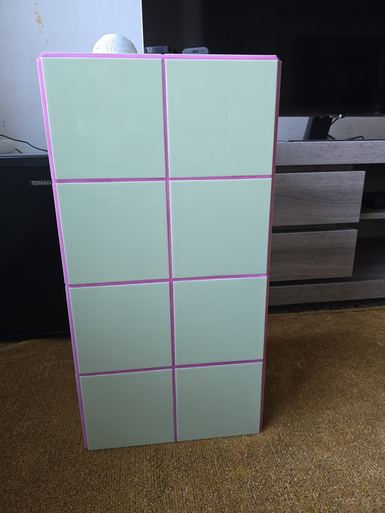 Image 1 of Mesa de azulejos 30x30x60H Verde y Rosa