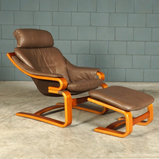 Deense “Apollo” fauteuil met hocker – Svend Skipper – jaren 70