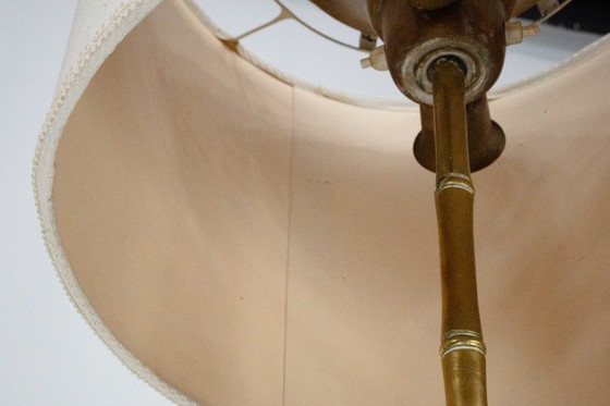 Image 1 of Mid-Century Italian Solid Brass Faux Bamboo Floor Lamp, 1960s