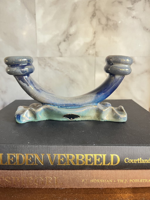 Vintage design keramische kandelaar Grès de Rambervillers 