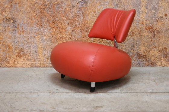 Image 1 of Sillón de diseño Leolux Pallone de cuero rojo