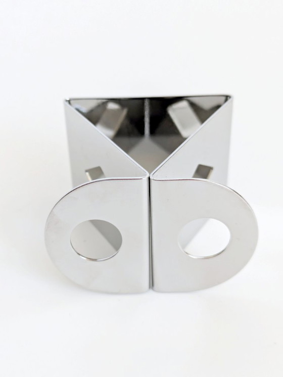 Image 1 of Set of 6 Nathalie du Pasquier Stainless Steel Napkin Rings, Postmodern Geometric Design