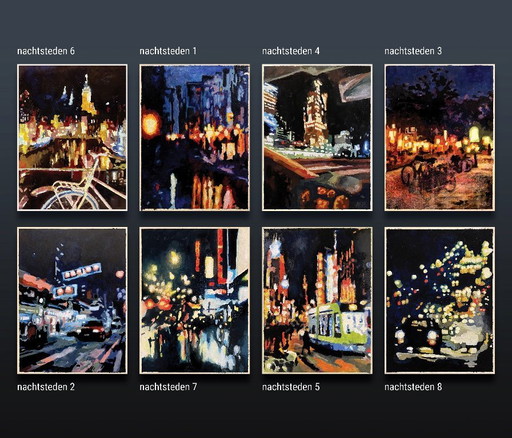 night cities, series of oil paintings 30 x 40 cm