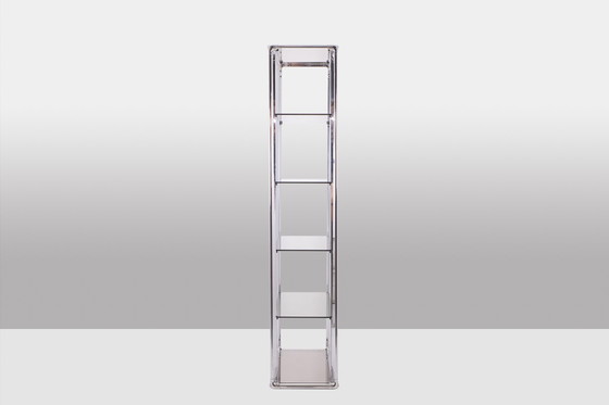 Image 1 of Pair of Shelves with 6 Shelves, Chromed Metal Frame, 1970s