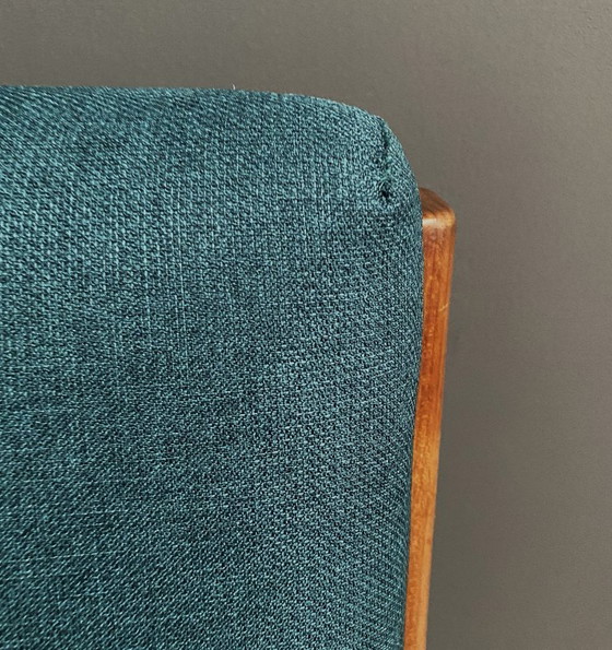 Image 1 of Ensemble de chaises danoises en teck de Jull Kristensen, années 1960, avec un nouveau revêtement vert.