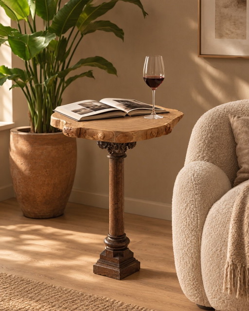 Table d'appoint Upcycling Unique – Chêne Massif Confessionnal & Gleditsia