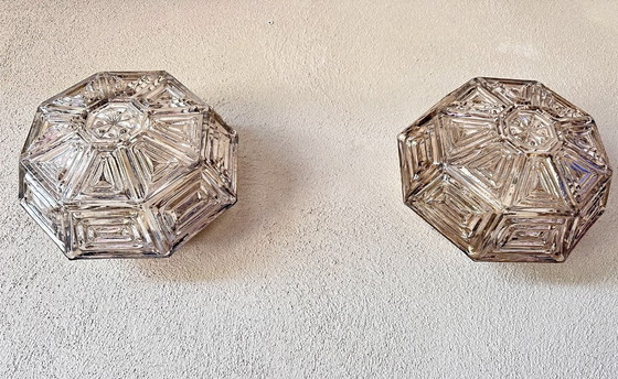 Image 1 of Vintage pair of Wila textured glass wall lamps
