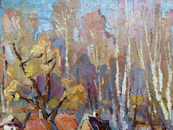 Original Oil Painting Rural Landscape Autumn Village Life Countryside Day – Paintings & Drawings, Canvas (photo 6 of 11)