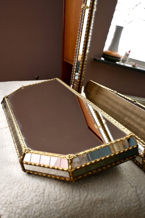 Image 1 of Grote Venetiaanse mozaïekspiegel bijpassend spiegelplateau