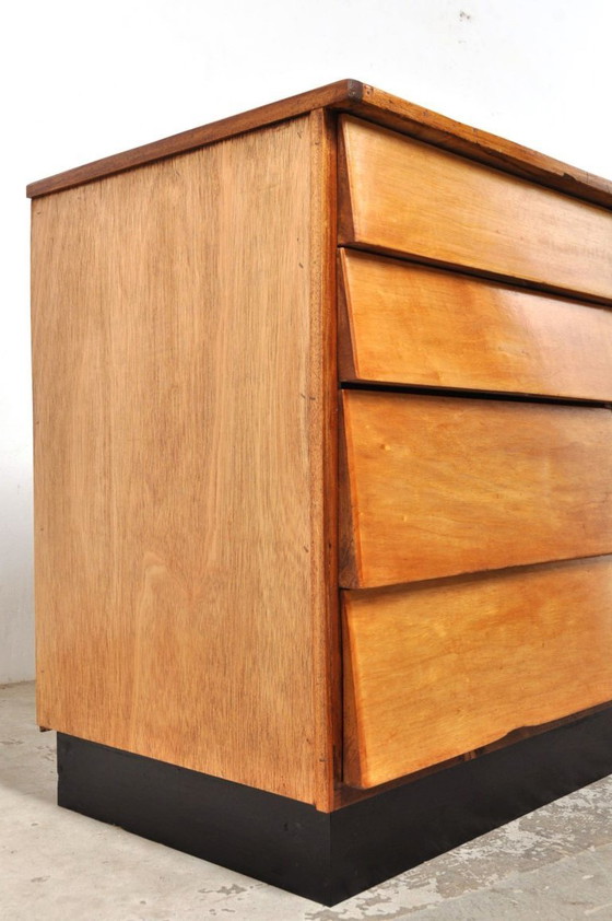Image 1 of Vintage beech wood chest of drawers / store cabinet 1950s