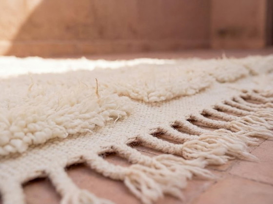 Image 1 of Authentiek wit Berberkleed van zuivere wol, 1,5/2,5 m