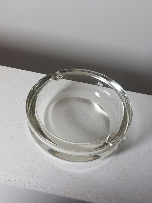 Large Vintage Mid Century Crystal Glass Cigar Ashtray