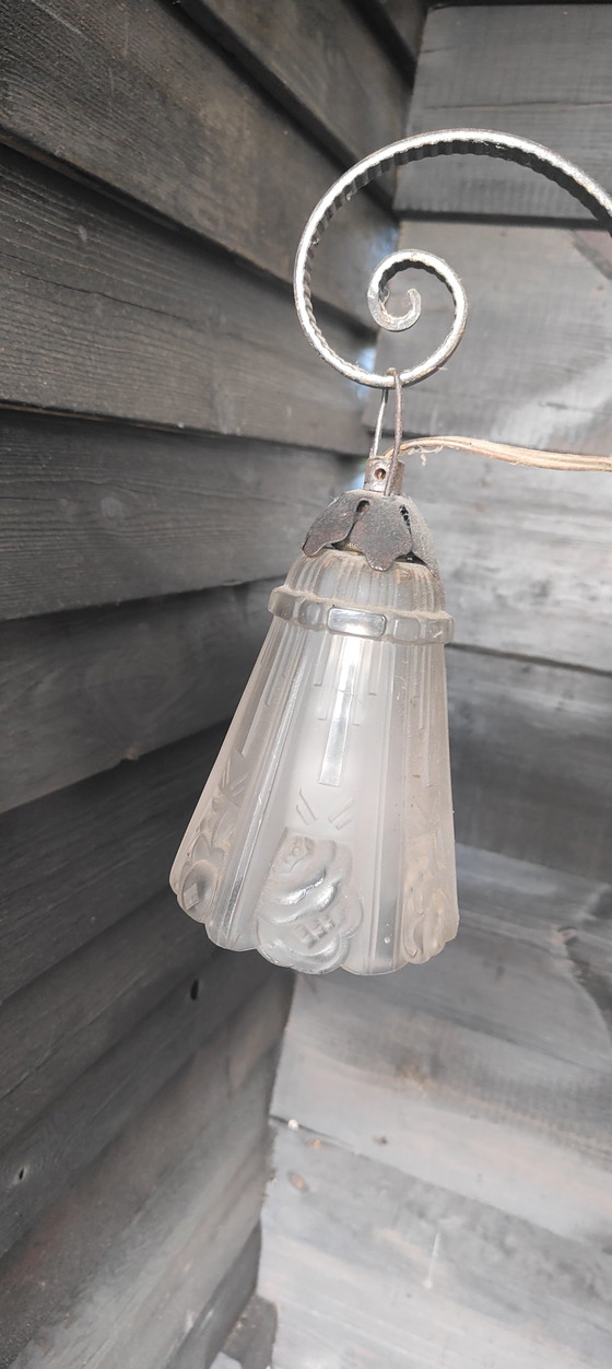 Original Jugenstihl chandelier. – Iron, Glass (photo 5 of 12)