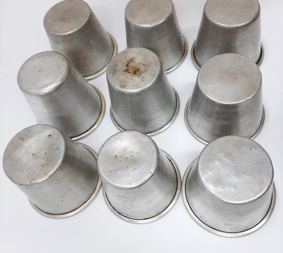 Image 1 of 9 x vintage aluminum caramel custard cups