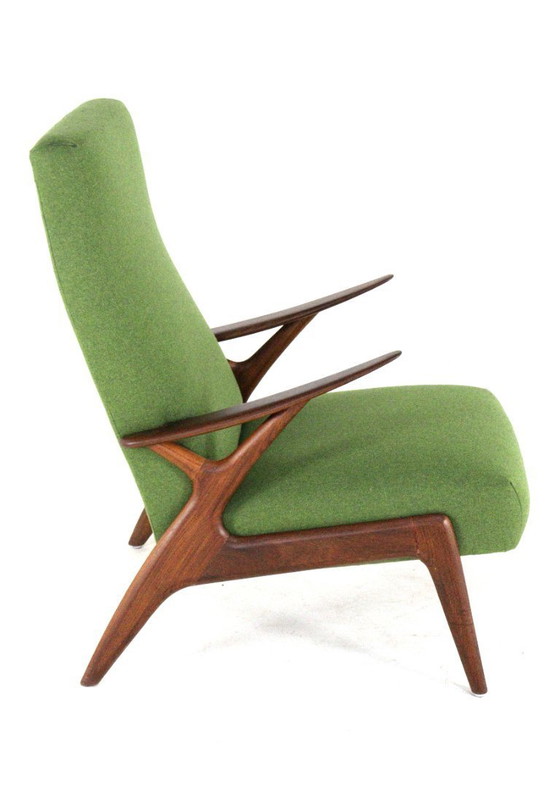 Image 1 of Vintage fauteuil stoel groen gestoffeerd 