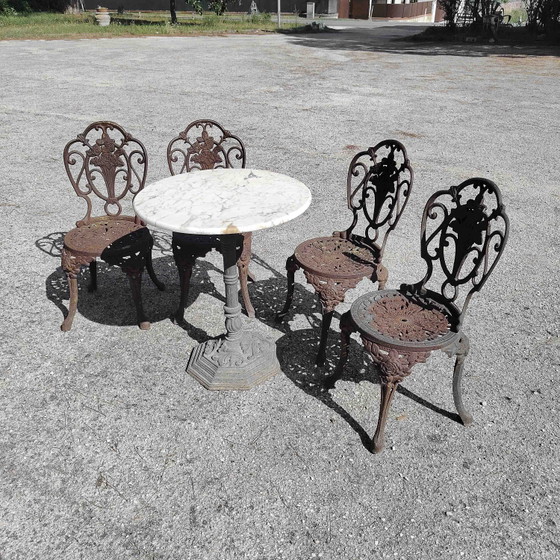 Garten-Set aus Gusseisen mit Stühlen und Tisch – Marmor, Klassiek (photo 6 of 20)