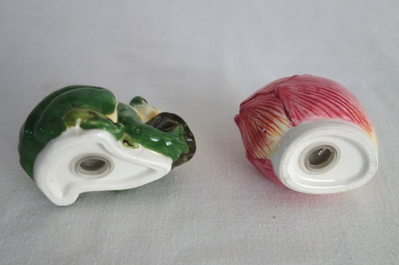 Image 1 of Juego de salero y pimentero Rana sobre nenúfar