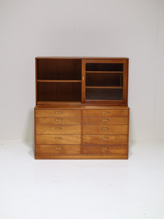 Image 1 of Cassettiera con vetrina Brouer in teak, vintage danese anni '60
