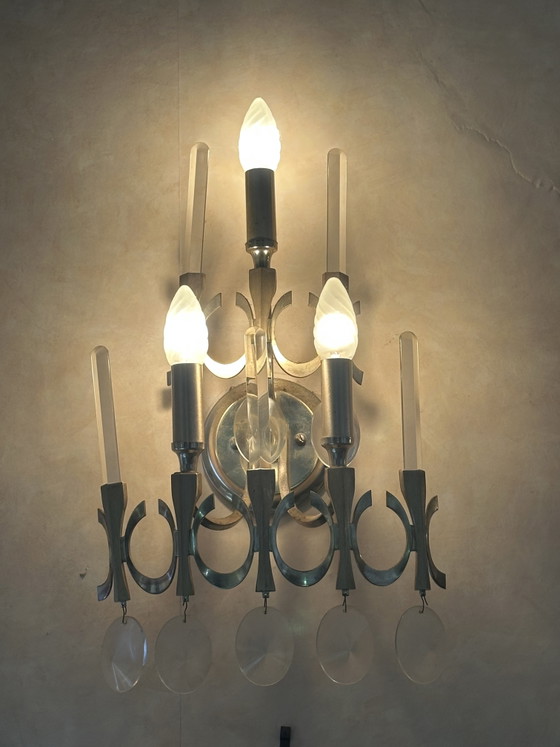 Museum-Quality 6-Piece Chandelier Set by Gaetano Sciolari 1970s – Metal, Chrome (photo 11 of 13)