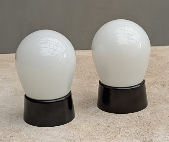 Image 1 of Ensemble de lampes en verre opalin rares + bakélite