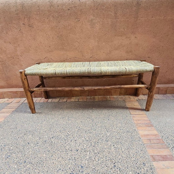 Marokkaanse bank met palmbladkoord – Bankjes, Wood, Wicker (photo 5 of 6)