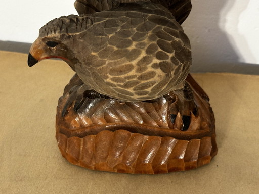 Aigle en bois sculpté - fabrication artisanale vintage Allemagne 